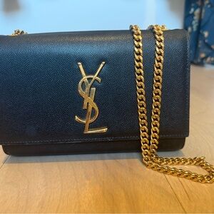 Yves Saint Laurent Black Crossbody with Gold Chain